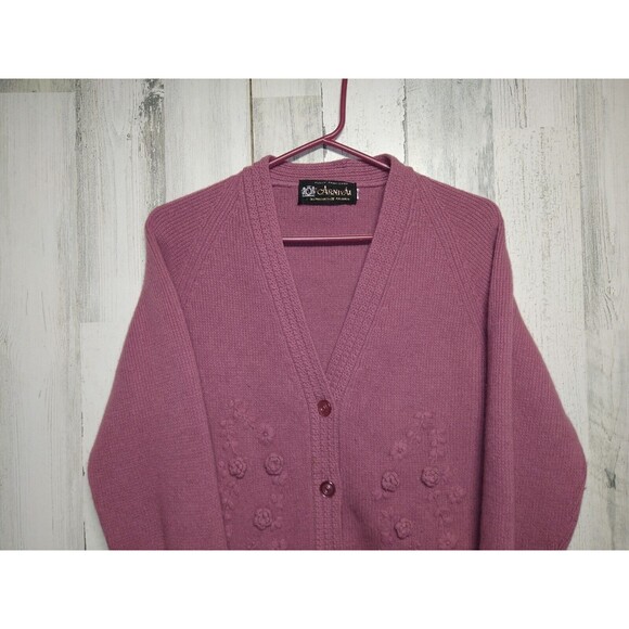 Carnival Women’s XL Pink Lambswool Cardigan Sweater Cottagecore  Floral - Picture 3 of 7